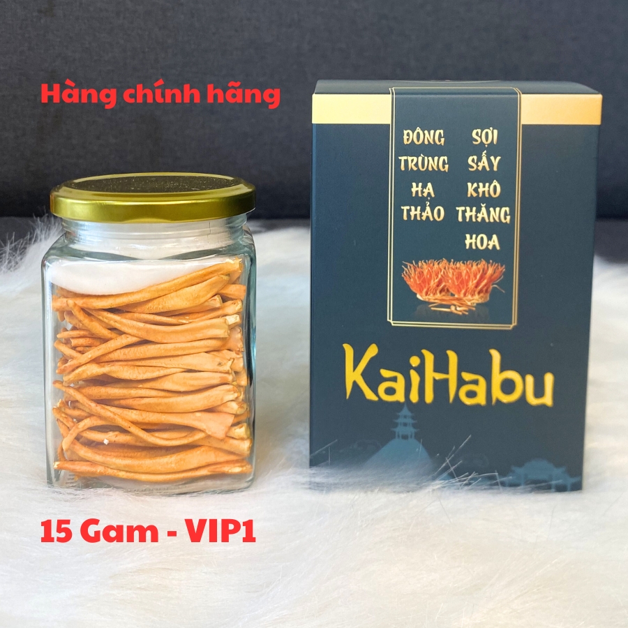 Lọ 15 gam sợi VIP1 – Đông trùng hạ thảo sợi sấy khô thăng hoa, Chính hãng Kaihabu, tốt cho đề kháng