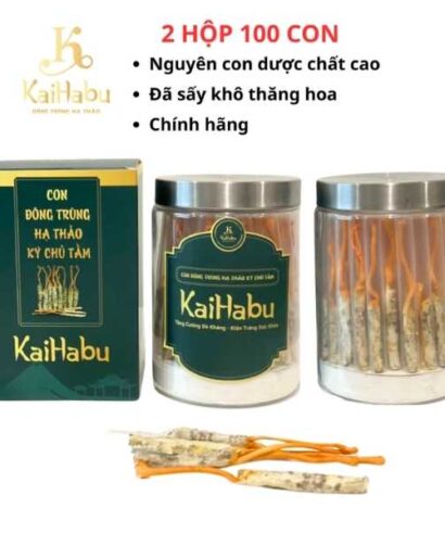 100 Con Đông Trùng Hạ Thảo Ký Chủ Tằm VIP2 KaiHabu – 2 Lọ x 50 Con