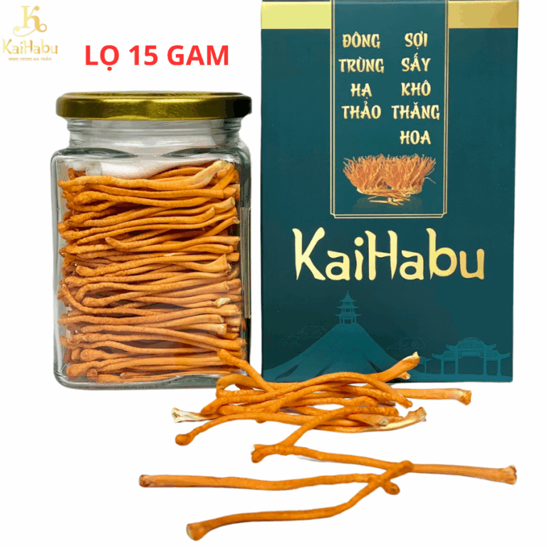 Lọ 15 gam sợi VIP2 - Đông trùng hạ thảo sợi sấy khô thăng hoa, Chính hãng Kaihabu, tốt cho đề kháng
