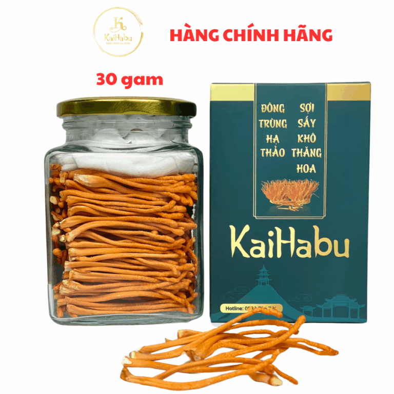 Lọ 30 gam VIP2 - Đông trùng hạ thảo sợi sấy khô thăng hoa, Chính hãng Kaihabu, tốt cho đề kháng