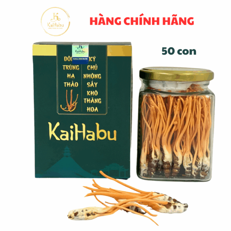 Lọ 50 con Đông trùng hạ thảo ký chủ nhộng sấy khô thăng hoa KaiHabu, dược chất cao, tốt cho sức khỏe