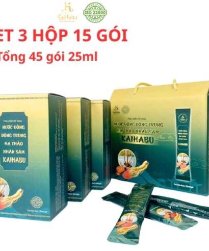 Set 3 Hộp Nước Uống Đông Trùng Hạ Thảo Nhân Sâm KaiHabu – 45 Gói x 25ml