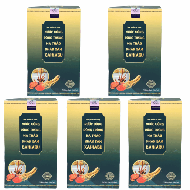 Combo 5 Hộp Nước Đông Trùng Hạ Thảo Nhân Sâm KaiHabu – Bồi Bổ Sức Khỏe Trọn Vẹn, Tiết Kiệm Dài Lâu